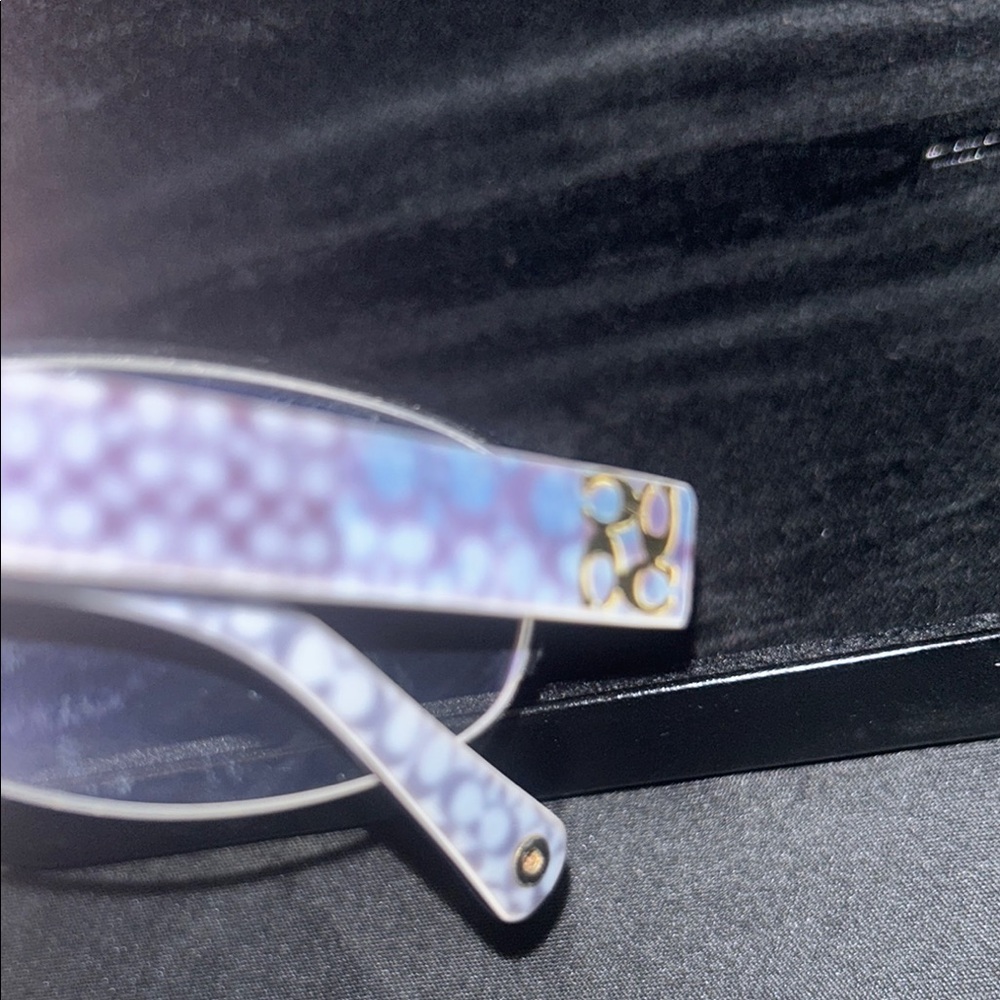 Coach Blue Patterned Eyeglasses Frames with Coach Case and Cleansing cloth - Picture 6 of 7